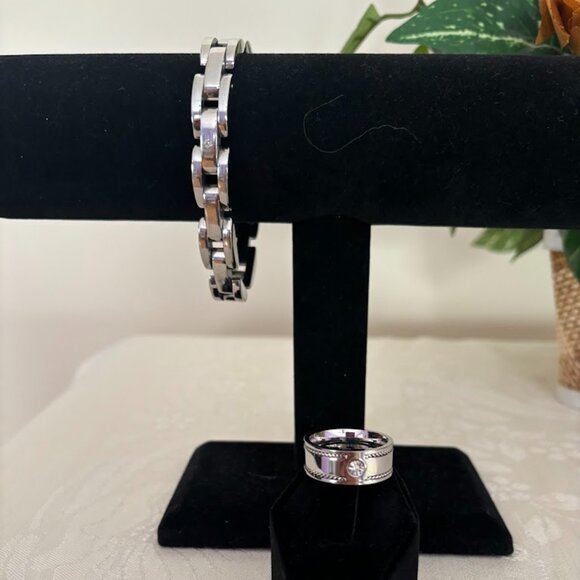 Other - Sterling Silver (925) Bracelet (8") and Ring (9.5) with Moissanite Stones